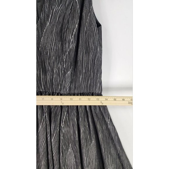 A|X Armani Exchange Dress Womens 6 Black Gray Fit Flare Ruffled V Neck Cocktail - Picture 15 of 16